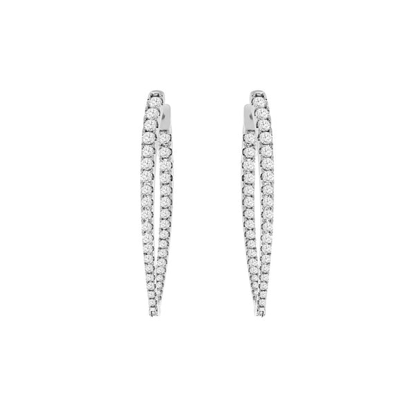 14 Karat White Gold In & Out Marquise Shaped Earrings With Diamonds