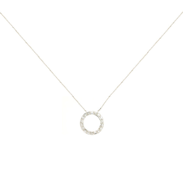 14 Karat White Gold Double Halo Necklace With Diamonds