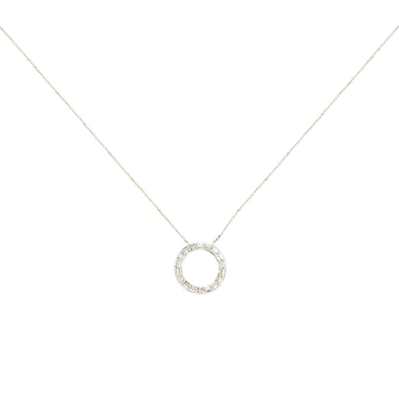 14 Karat White Gold Double Halo Necklace With Diamonds