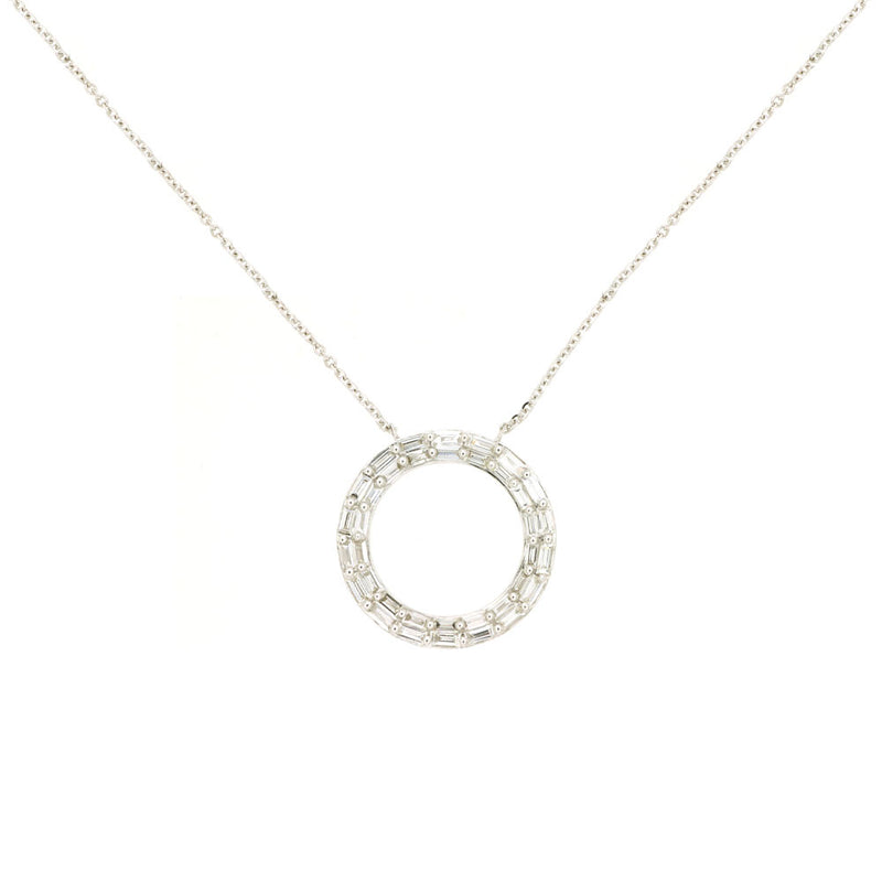14 Karat White Gold Double Halo Necklace With Diamonds