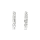 14 Karat White Gold Hoop Earrings With Diamonds