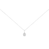 14 Karat White Gold Halo Necklace With Diamonds