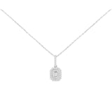 14 Karat White Gold Halo Necklace With Diamonds