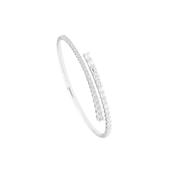14 Karat White Gold Wrap Bangle With Diamonds