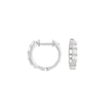14 Karat White Gold Huggie Earrings With Diamonds