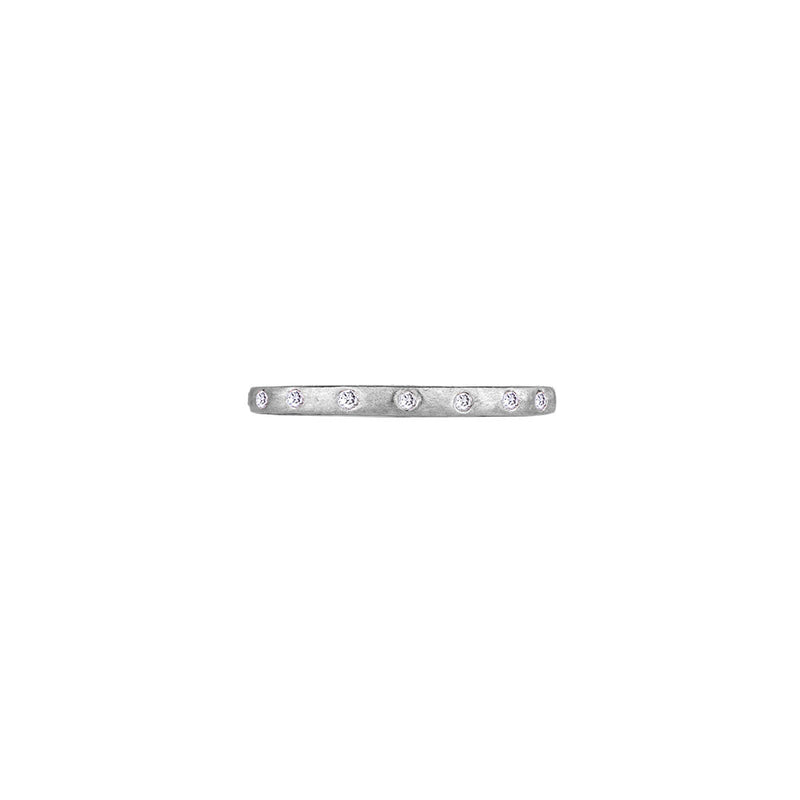 18 Karat White Gold Dunes Narrow Diamond Brushed Band