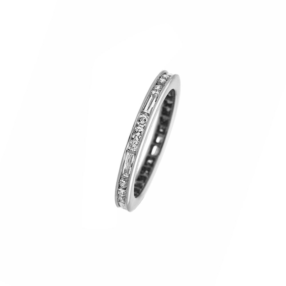 18 Karat White Gold Naomi Eternity Band with Round & Baguette Diamonds