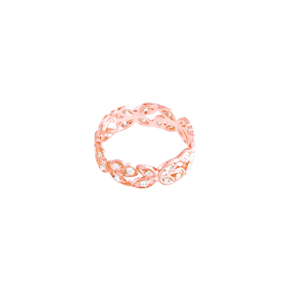 18 Karat Rose Gold Floral Band with Diamonds