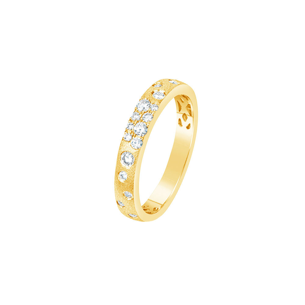 14 Karat Yellow Gold Confetti Band with Round Diamonds