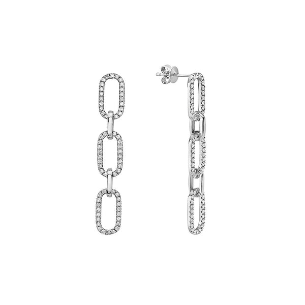18 Karat Yellow Gold Paperclip Diamond drop earrings