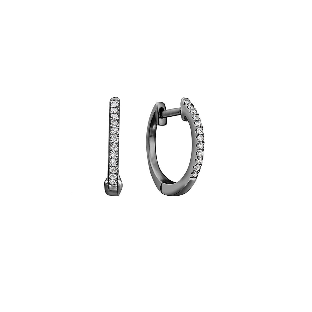 4 Karat White Gold Black Rhodium Huggy with White Diamonds