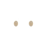 14 Karat Yellow Gold Oval Stud Earrings with White Diamonds