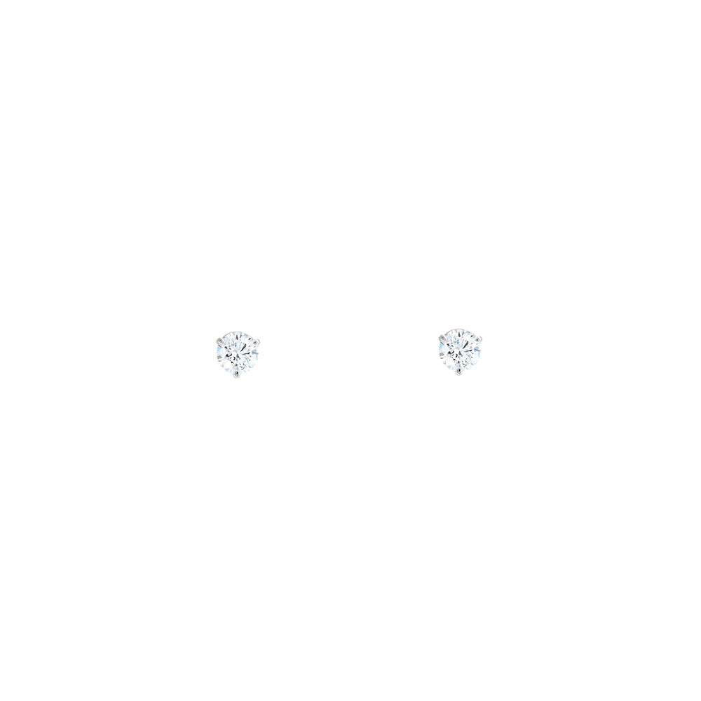 14 Karat White Gold Stud Earrings with White Round Diamonds