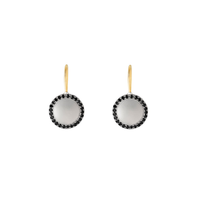 Sterling Silver ARIO Drop Earrings with Black Diamond Halo