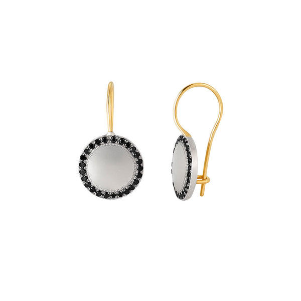 Sterling Silver ARIO Drop Earrings with Black Diamond Halo