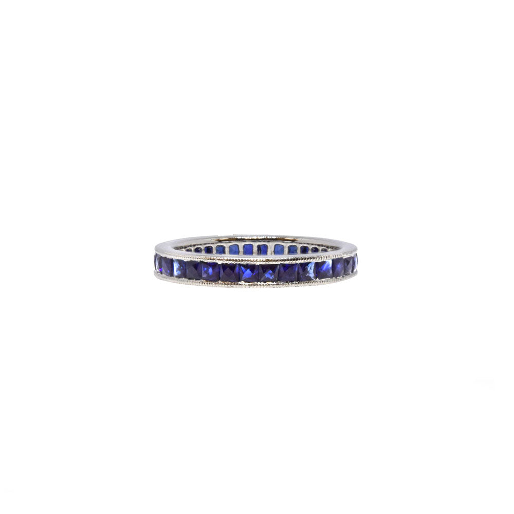 18 Karat White Gold Sapphire Wedding Band