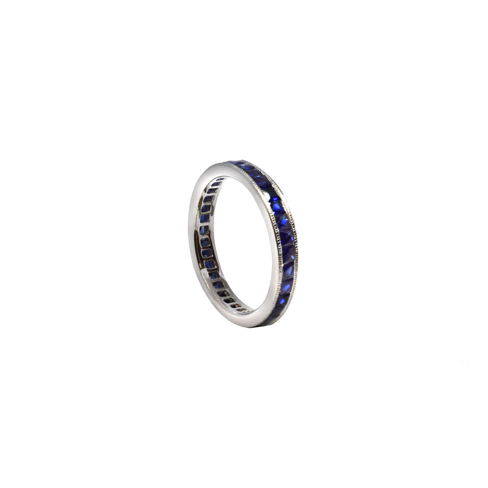 18 Karat White Gold Sapphire Wedding Band