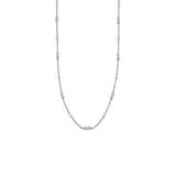 18 Karat White Gold Barrel Chain Necklace with Diamonds