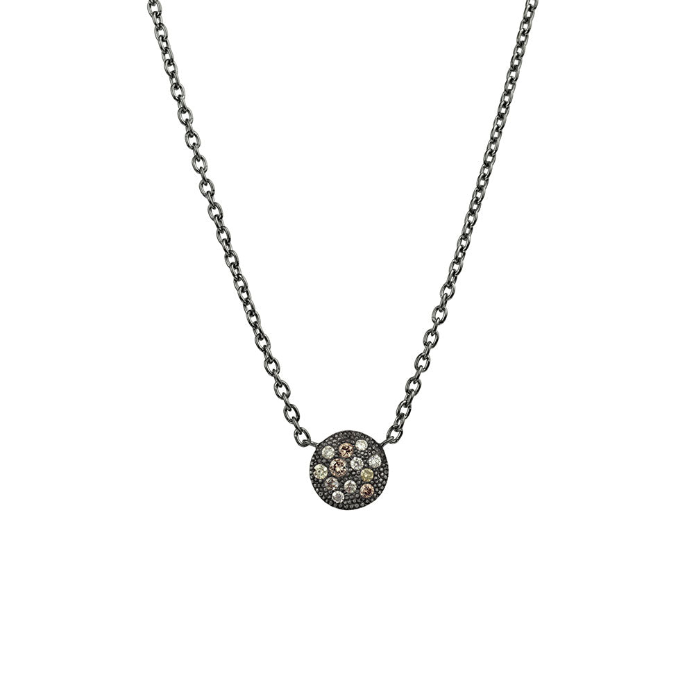 Sterling Silver CARMELA Necklace with Scattered White and CHampagne Diamonds