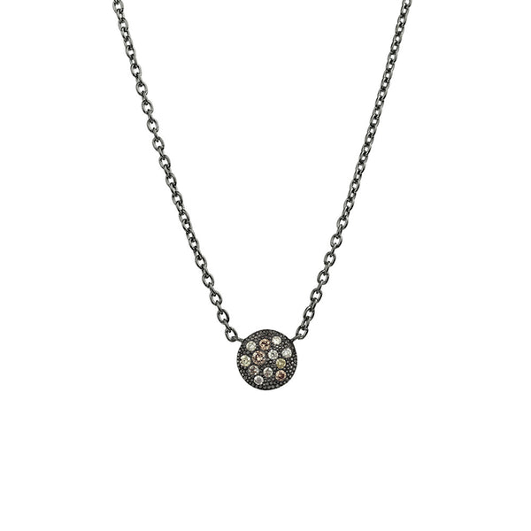 Sterling Silver CARMELA Necklace with Scattered White and CHampagne Diamonds