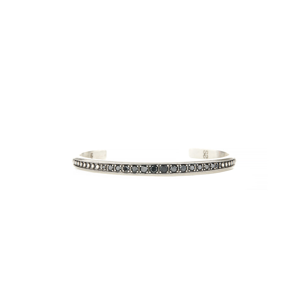 Sterling Silver Cuff With Black Diamonds