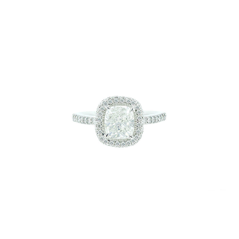 Platinum Engagement Ring with Cushion Cut Diamond