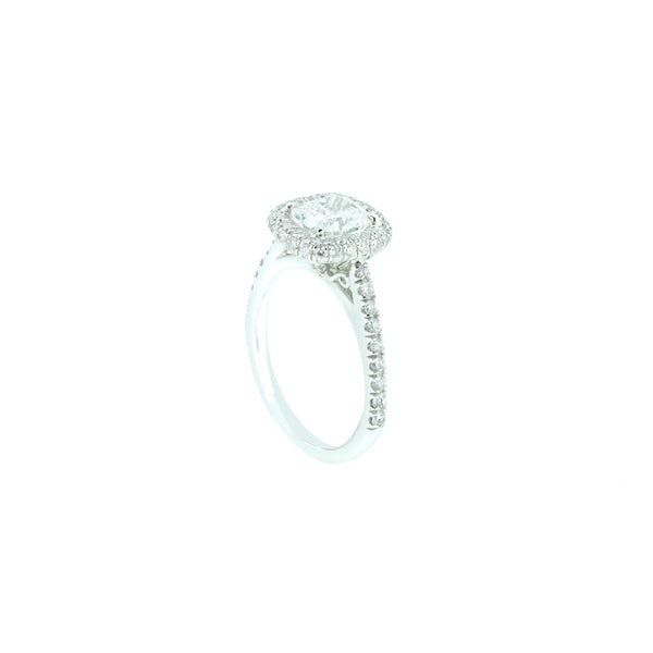 Platinum Engagement Ring with Cushion Cut Diamond