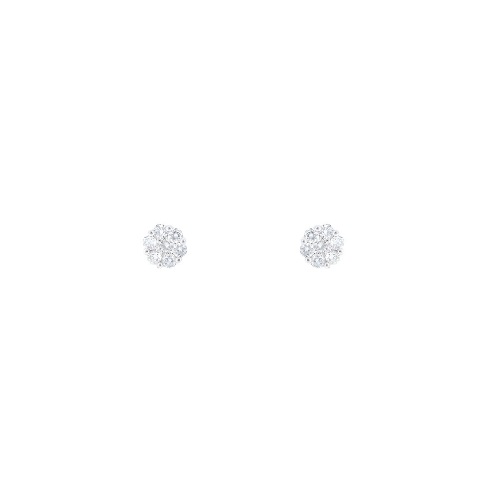 18 Karat White Gold Diamond Cluster Stud Earrings