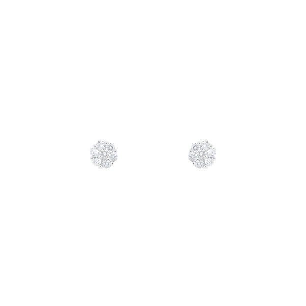 18 Karat White Gold Diamond Cluster Stud Earrings