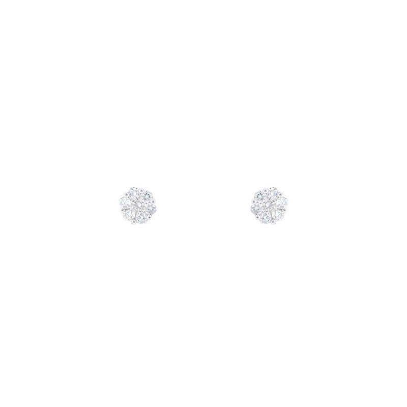 18 Karat White Gold Diamond Cluster Stud Earrings