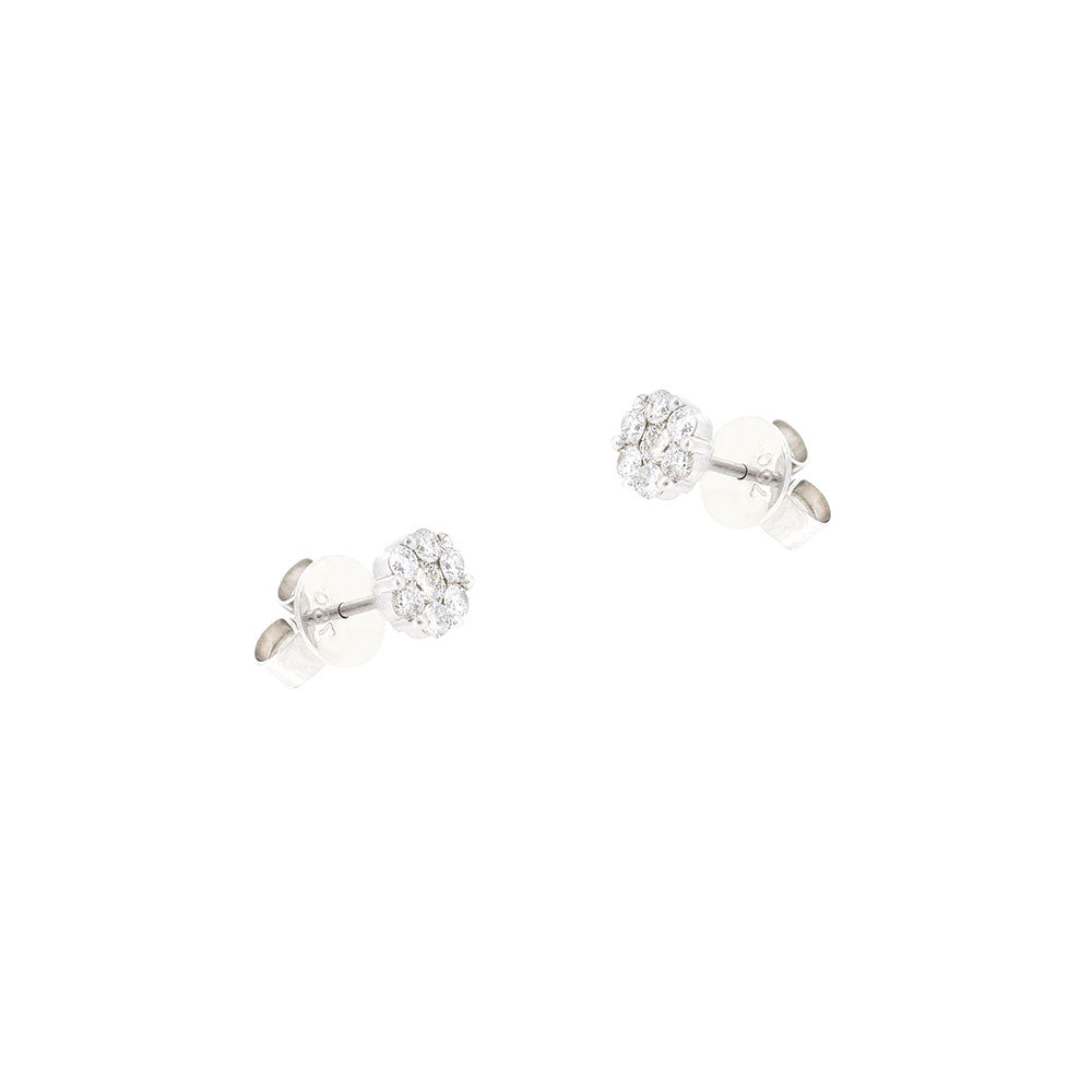 18 Karat White Gold Diamond Cluster Stud Earrings