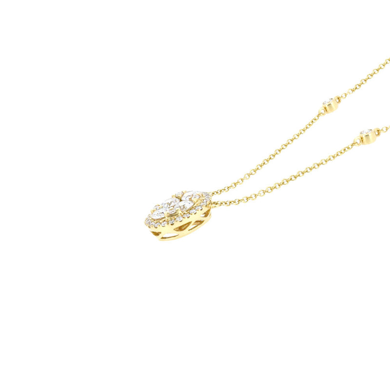 18 Karat Yellow Gold Diamond Oval Pendant