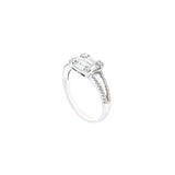 18 Karat White Gold Wedding Ring With Baguette and Round Diamonds
