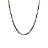 Sterling Silver DIA Cable Chain with 14 Karat Rose Gold Bezel Set Diamonds