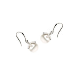 14 Karat White Gold Drop Earrings with White Fresh Water Pearls and Diamonds