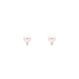 18 Karat Rose Gold Stud Earrings with Pink Fresh Water Pearls and Diamonds