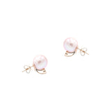 18 Karat Rose Gold Stud Earrings with Pink Fresh Water Pearls and Diamonds