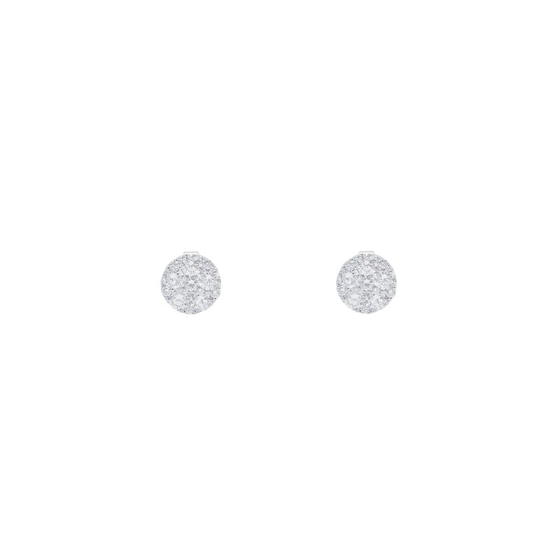 18 Karat White Gold Cluster Earrings with Diamonds