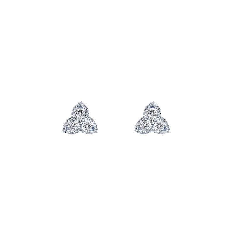 18 Karat WHite Gold Trilliant Style Stud Earrings with Diamonds