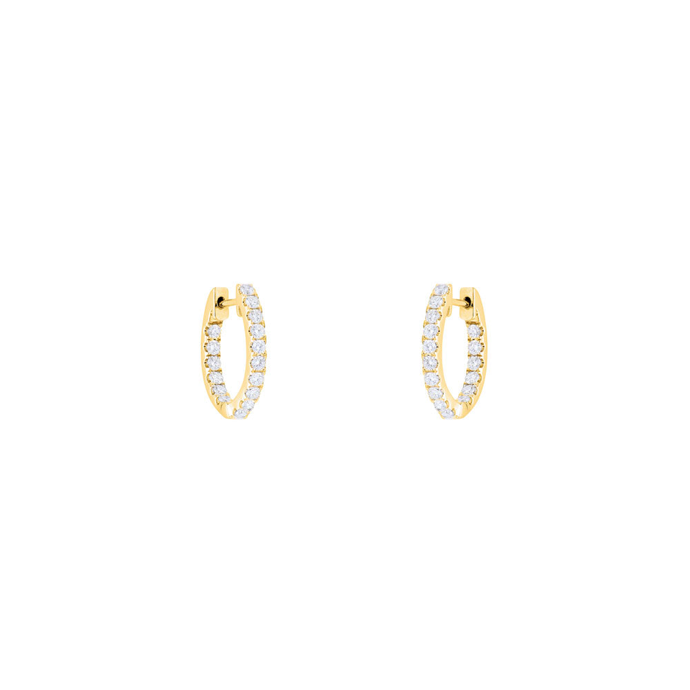 14 Karat Yellow Gold Inside Out Diamond Hoop Earrings