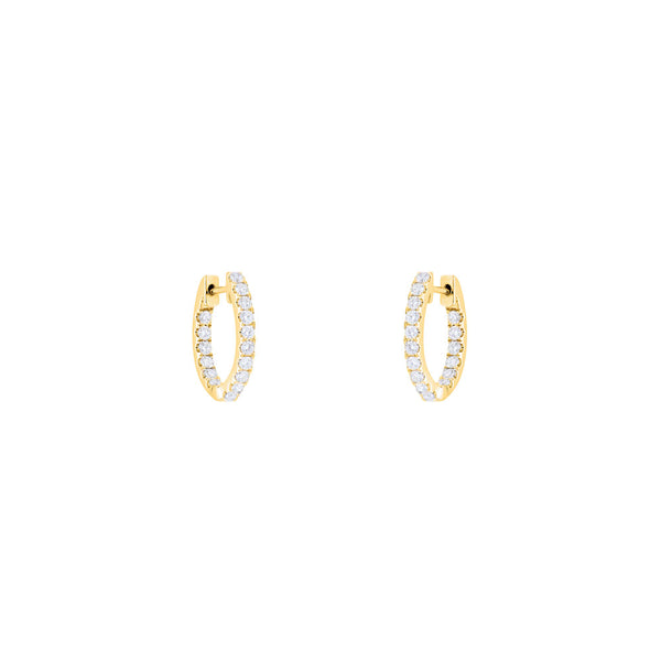 14 Karat Yellow Gold Inside Out Diamond Hoop Earrings