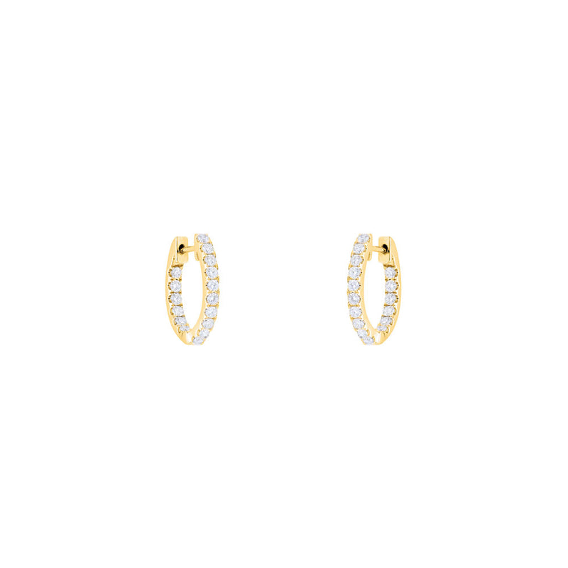 14 Karat Yellow Gold Inside Out Diamond Hoop Earrings