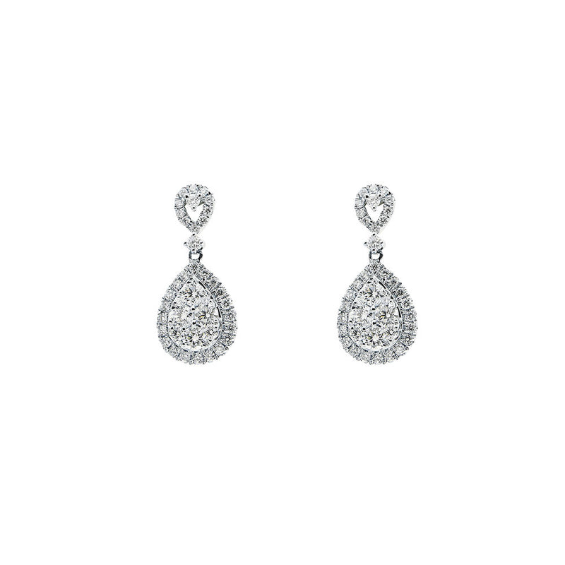 18 Karat White Gold Pear shape Drop Diamond Earrings