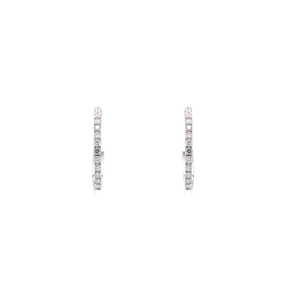18 Karat White Gold In & Out Hoop Earrings with Diamonds