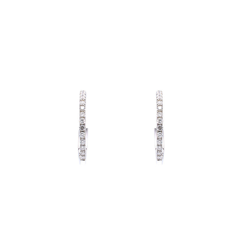 18 Karat White Gold In & Out Hoop Earrings with Diamonds