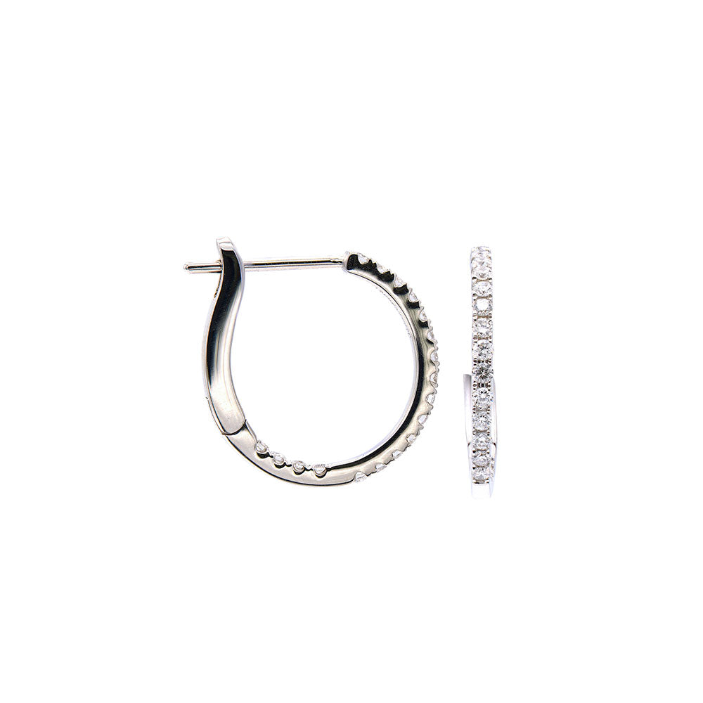 18 Karat White Gold In & Out Hoop Earrings with Diamonds