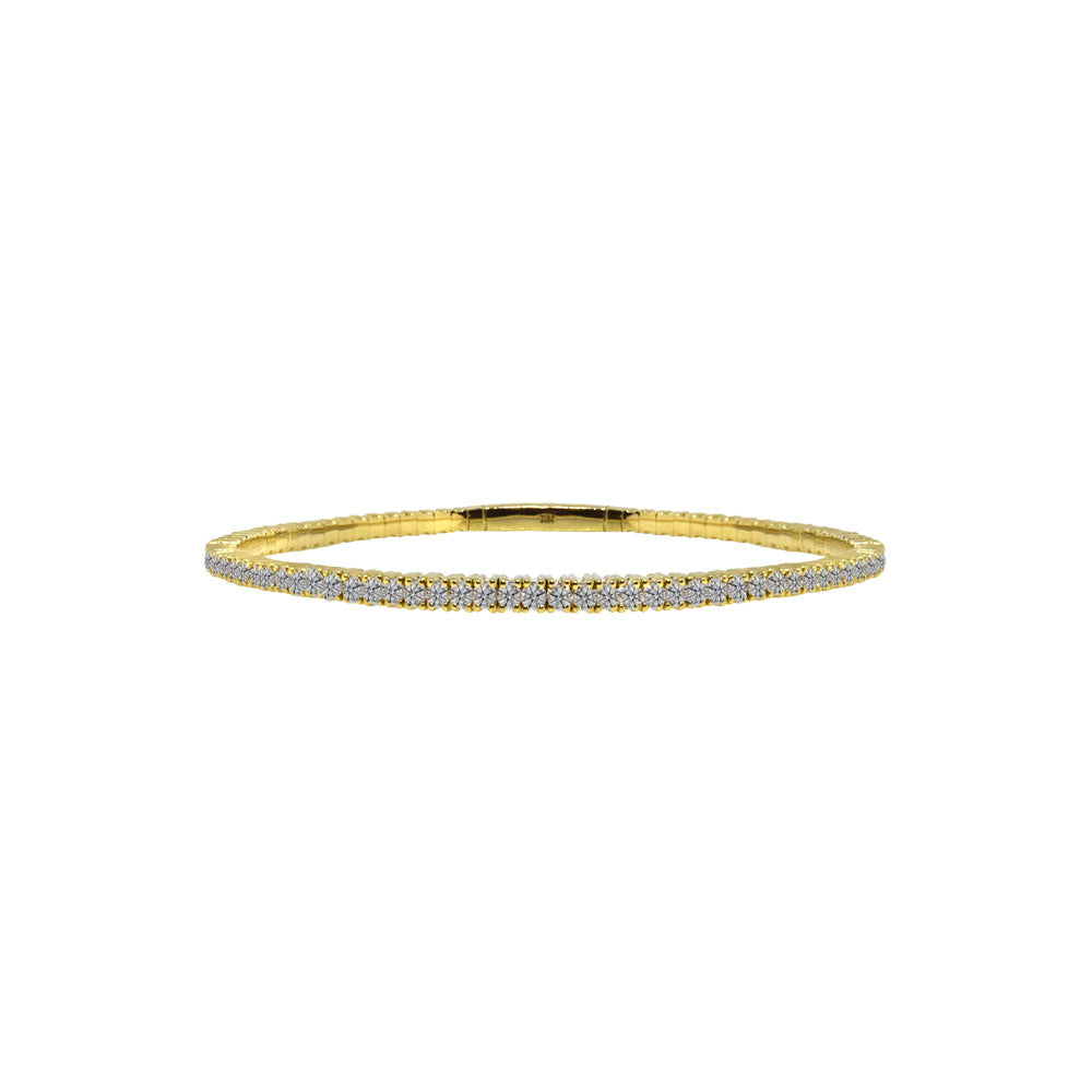 14 Karat Yellow Gold Flexible Diamond Bangle