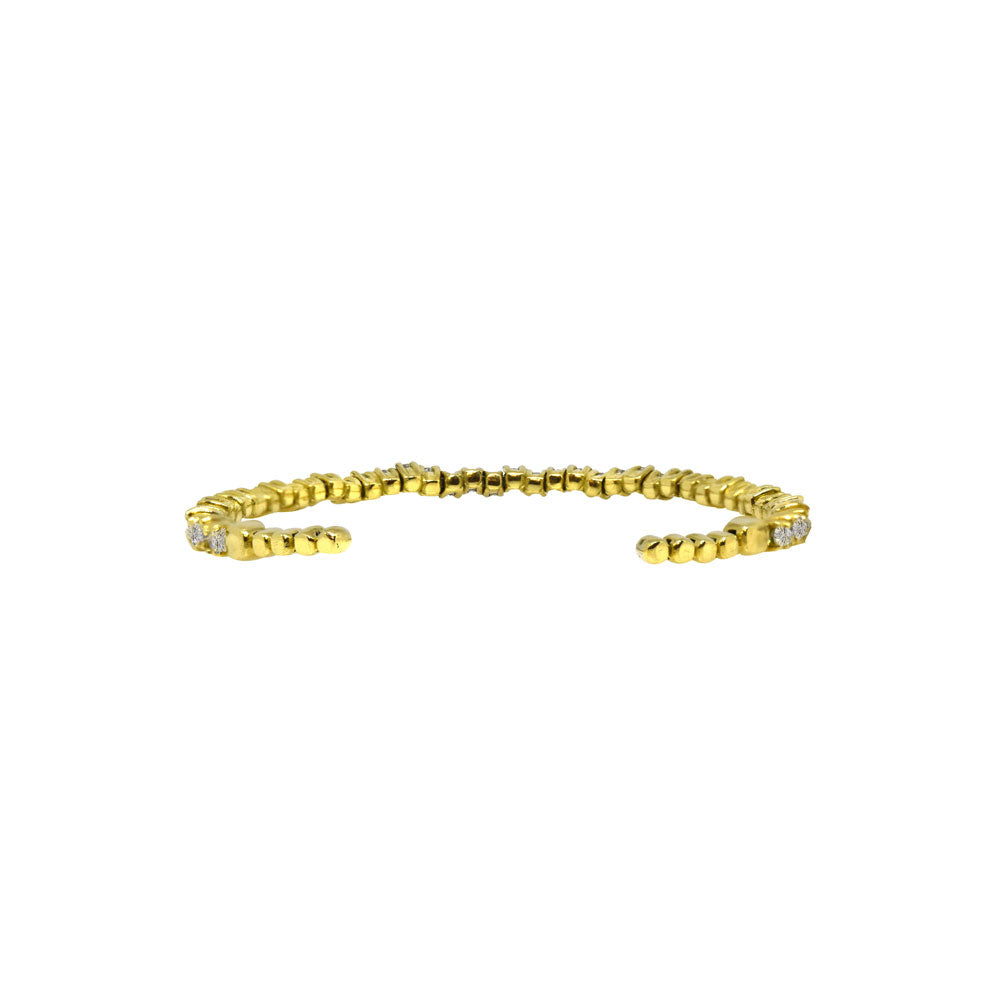 18 Karat Yellow Gold Flexible Diamond Bangle