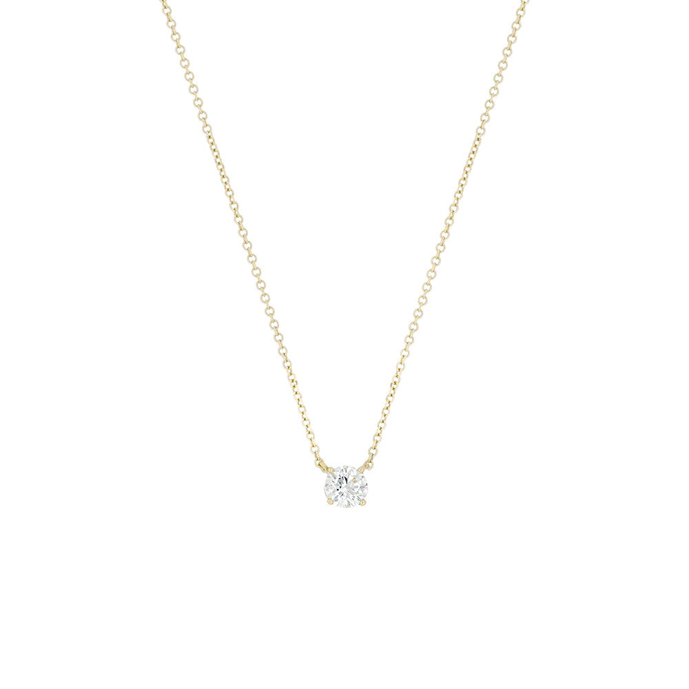 18 Karat Yellow Gold Diamond Solitaire Necklace