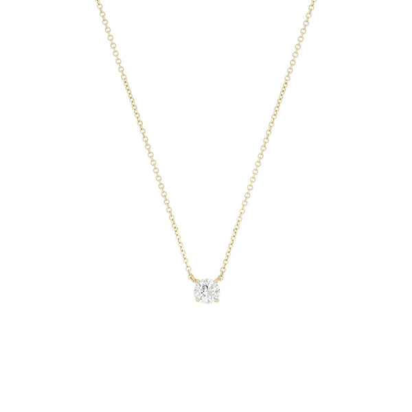 18 Karat Yellow Gold Diamond Solitaire Necklace